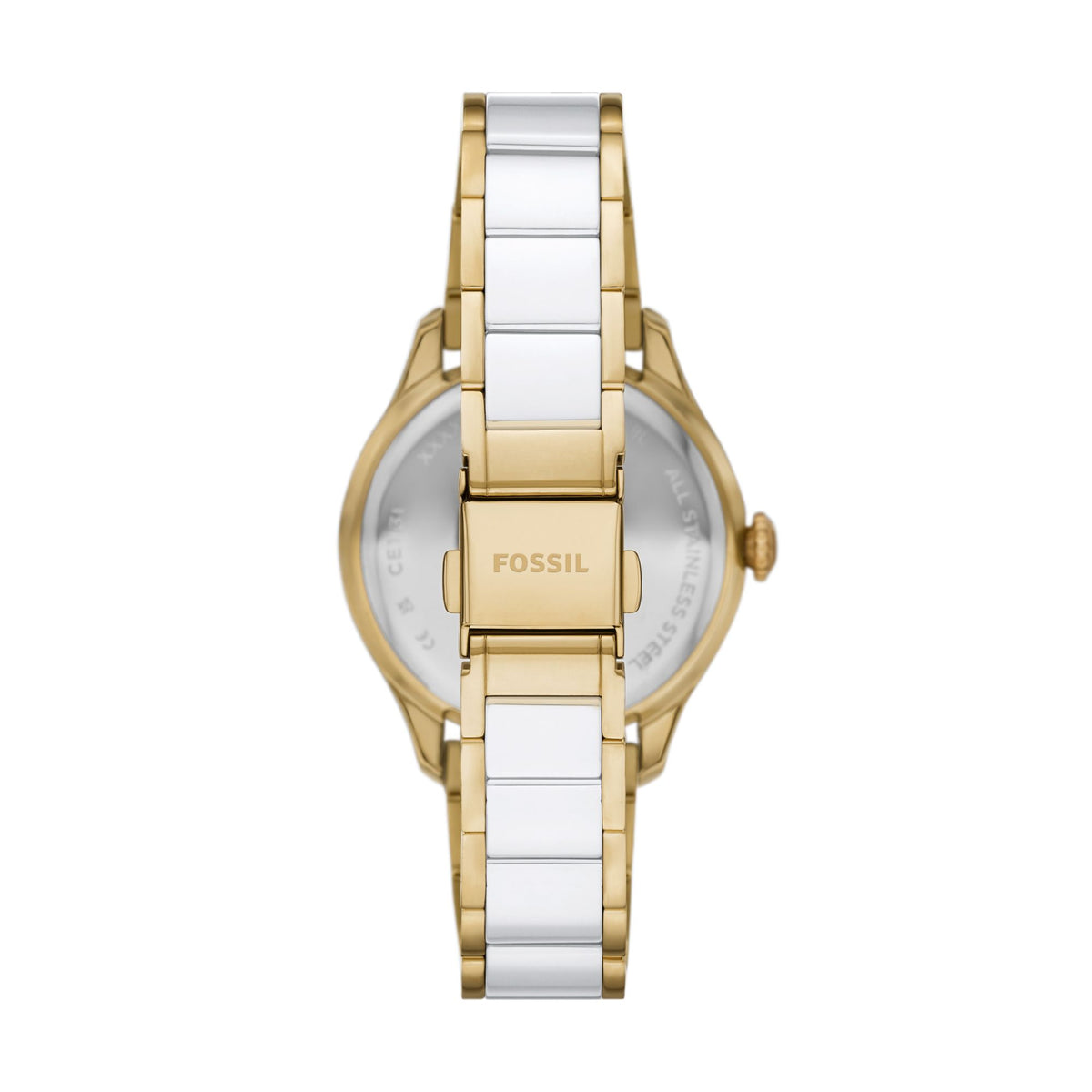 Fossil Gilmore 38mm Three-Hand Date Gold-Tone and White Ceramic Watch - CE1131 (2)