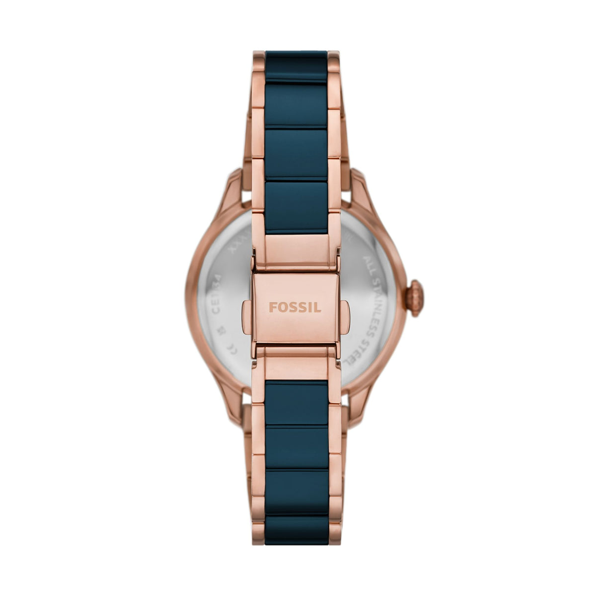 Fossil Gilmore 38mm Three-Hand Date Rose Gold-Tone and Navy Ceramic Watch - CE1134 (2)