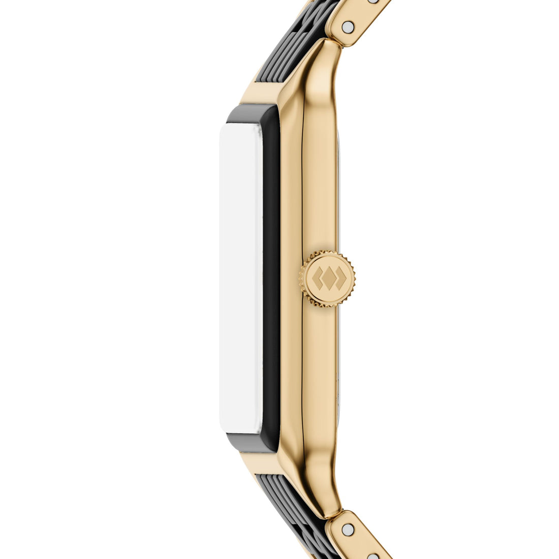 Fossil Women's Raquel Three-Hand Date Gold-Tone Stainless Steel and Black Ceramic Watch -  CE1135