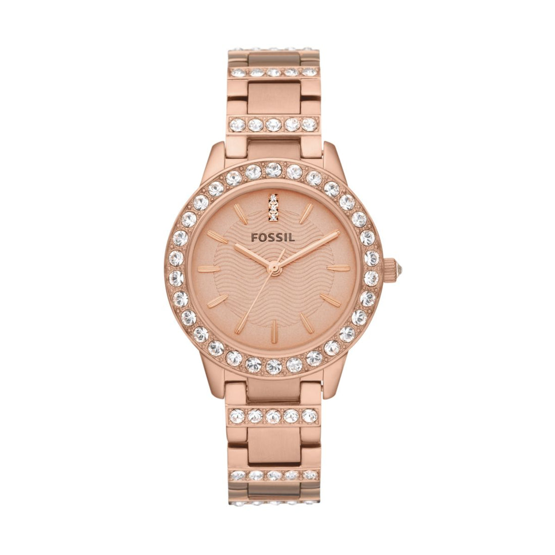 Fossil Jesse 34mm Three-Hand Day-Date Rose Gold-Tone Stainless Steel Watch - ES3020