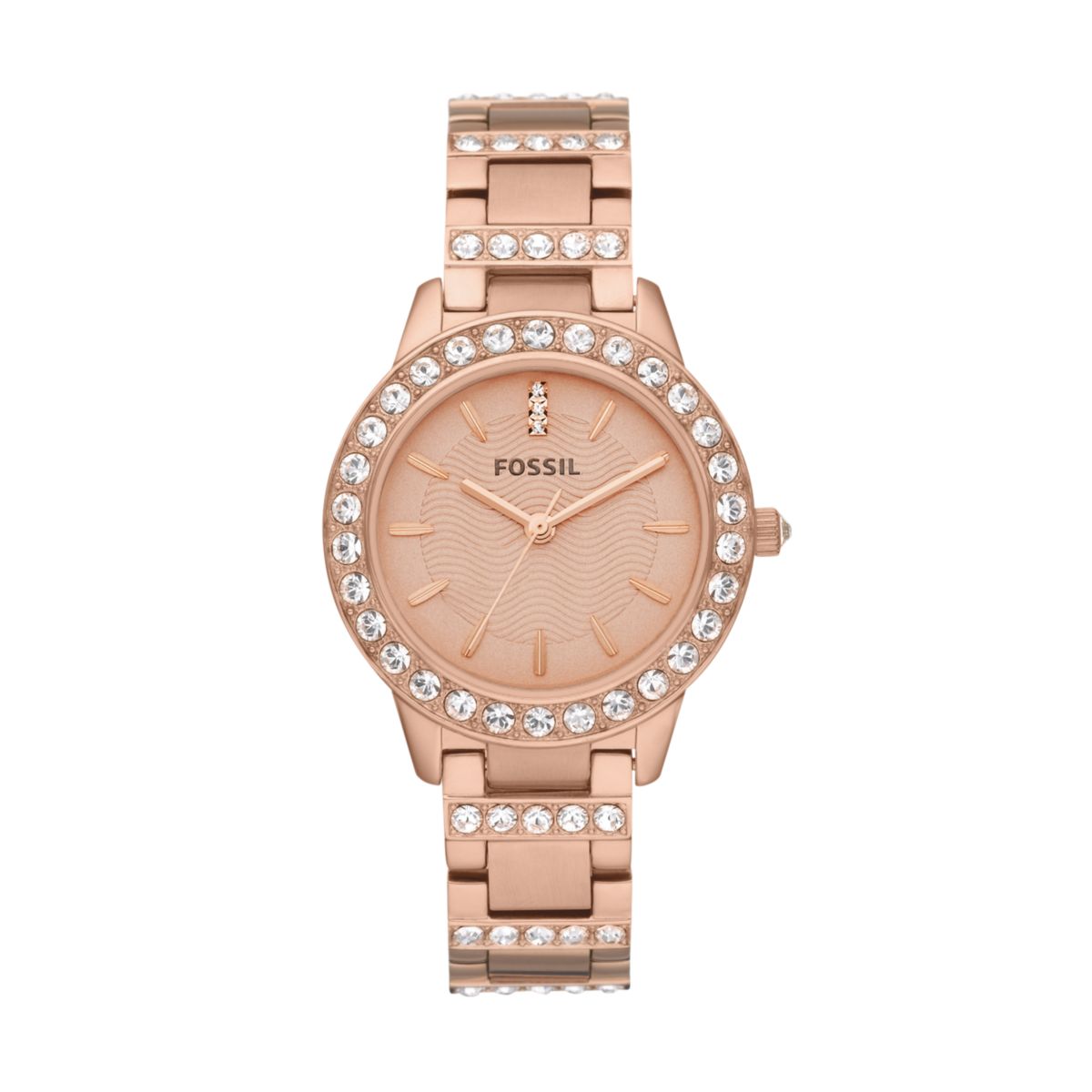 Fossil Jesse 34mm Three-Hand Day-Date Rose Gold-Tone Stainless Steel Watch - ES3020