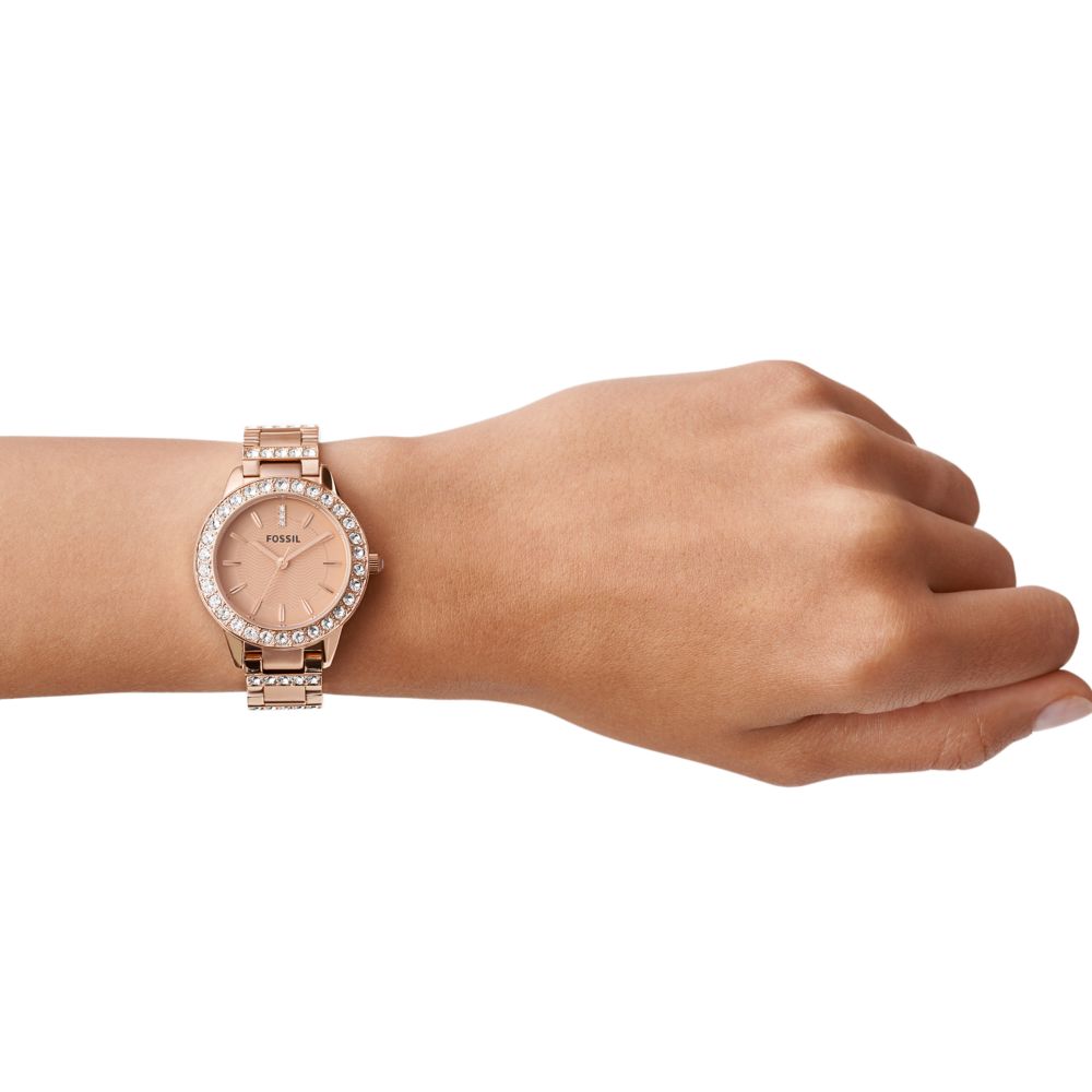 Fossil Jesse 34mm Three-Hand Day-Date Rose Gold-Tone Stainless Steel Watch - ES3020 (3)