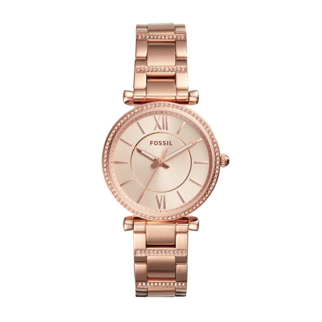 Fossil Carlie 35mm Three-Hand Rose Gold-Tone Stainless Steel Watch - ES4301