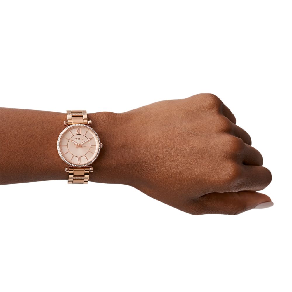 Fossil Carlie 35mm Three-Hand Rose Gold-Tone Stainless Steel Watch - ES4301 (2)