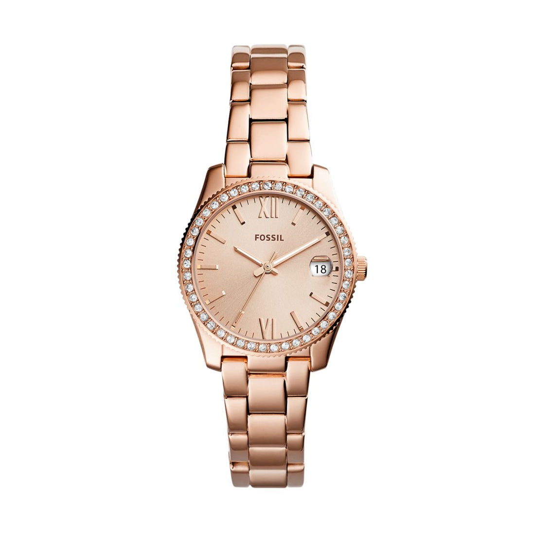 Fossil Scarlette 33mm Three-Hand Date Rose Gold-Tone Stainless Steel Watch - ES4318