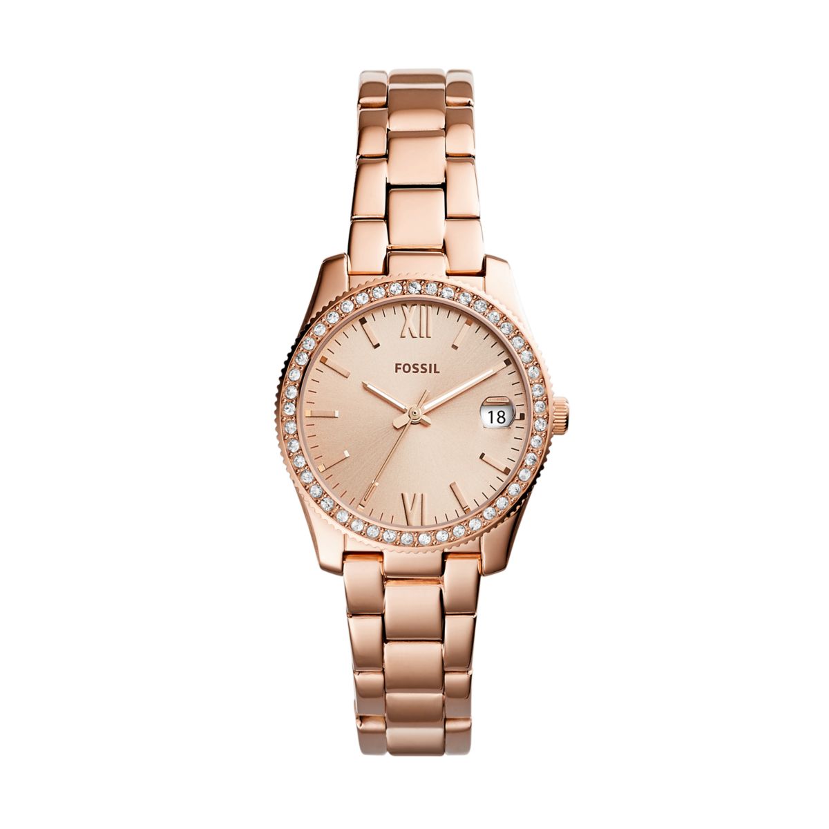 Fossil Scarlette 33mm Three-Hand Date Rose Gold-Tone Stainless Steel Watch - ES4318