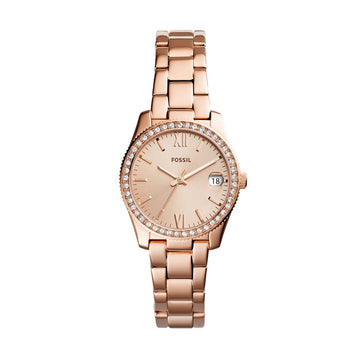 Fossil Scarlette 33mm Three-Hand Date Rose Gold-Tone Stainless Steel Watch - ES4318