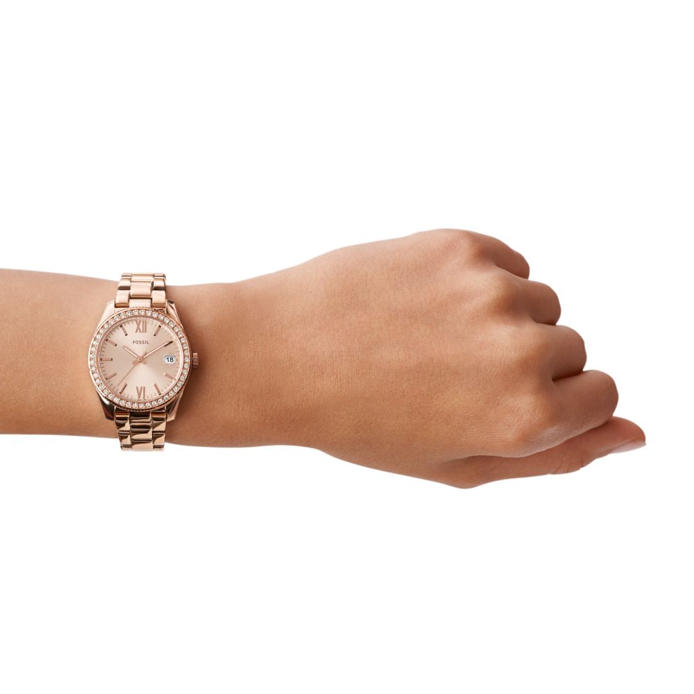 Fossil Scarlette 33mm Three-Hand Date Rose Gold-Tone Stainless Steel Watch - ES4318 (2)