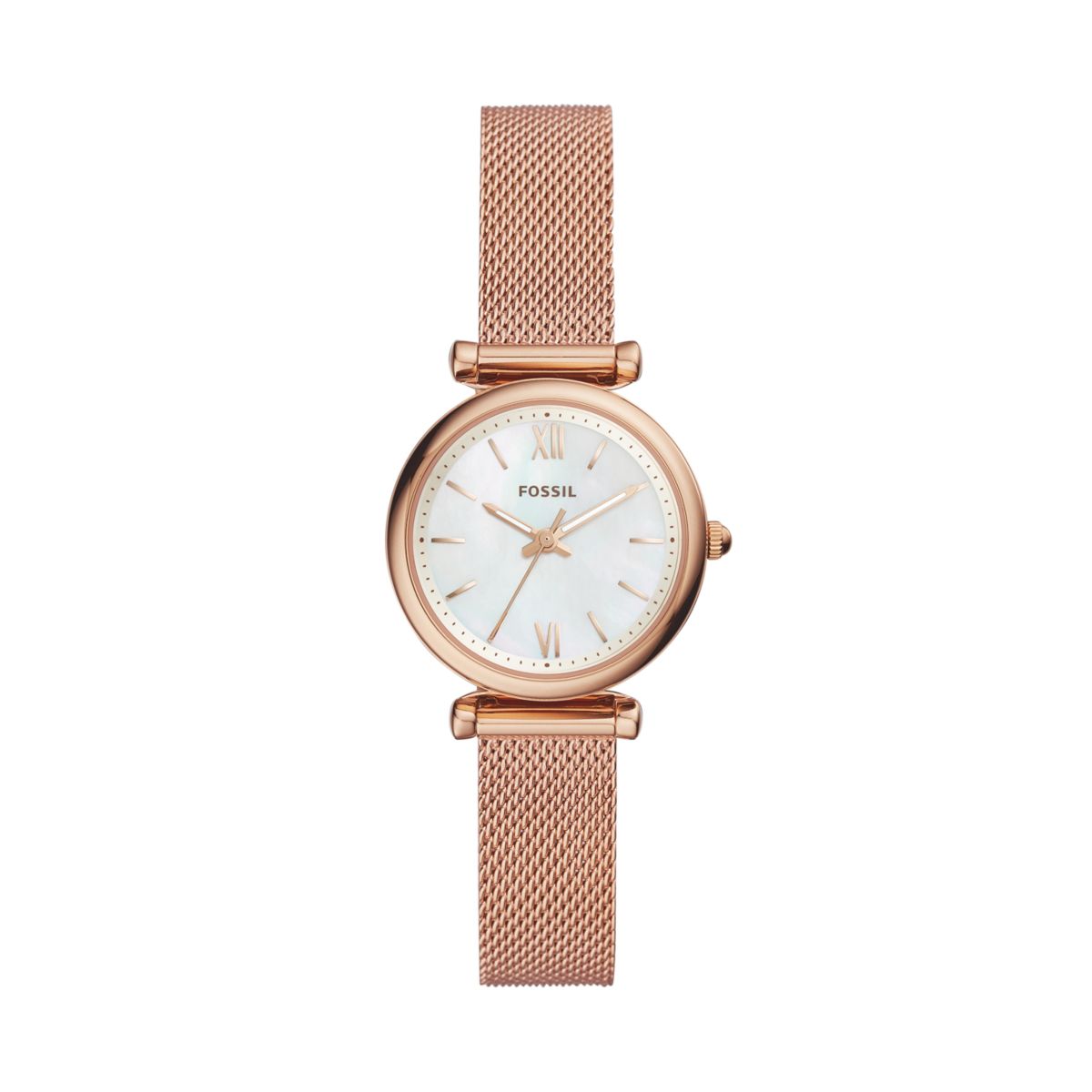 Fossil Carlie Mini 28mm Three-Hand Rose Gold-Tone Stainless Steel Watch - ES4433
