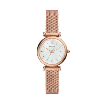 Fossil Carlie Mini 28mm Three-Hand Rose Gold-Tone Stainless Steel Watch - ES4433