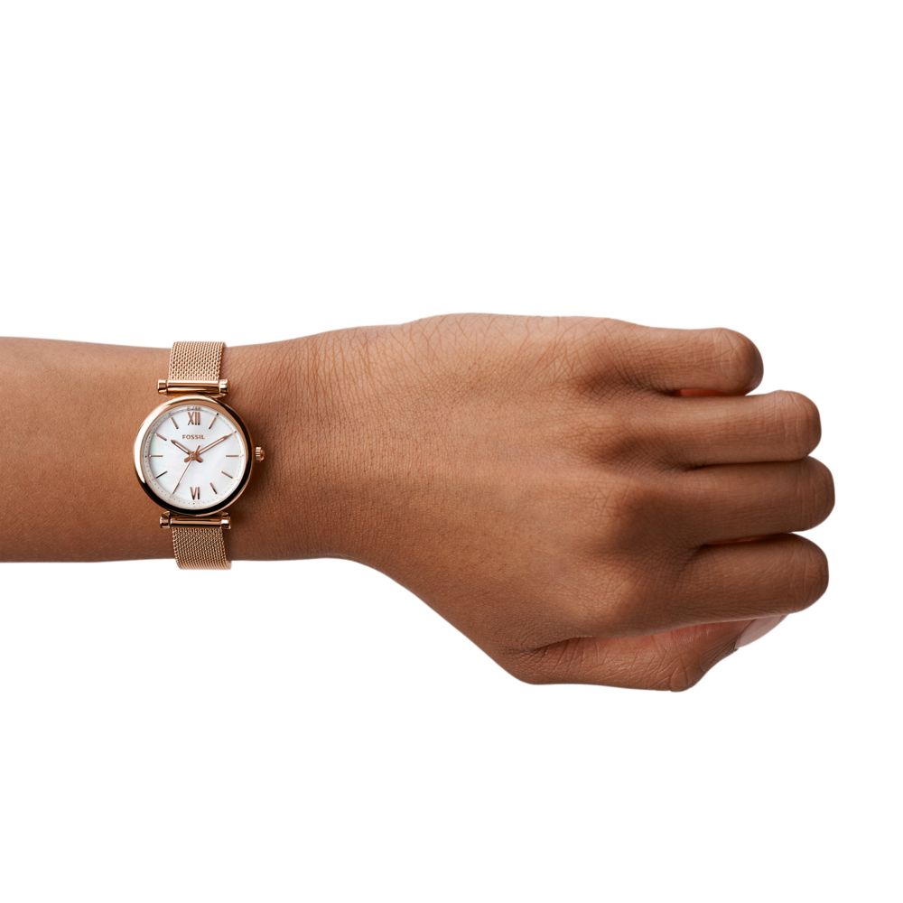 Fossil Carlie Mini 28mm Three-Hand Rose Gold-Tone Stainless Steel Watch - ES4433 (2)