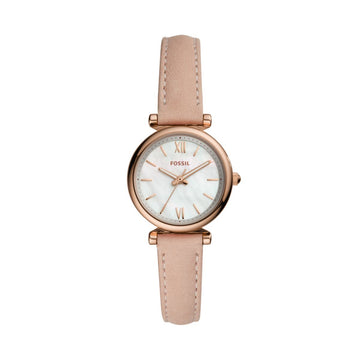 Fossil Carlie Mini 28mm Three-Hand Blush Leather Watch - ES4699