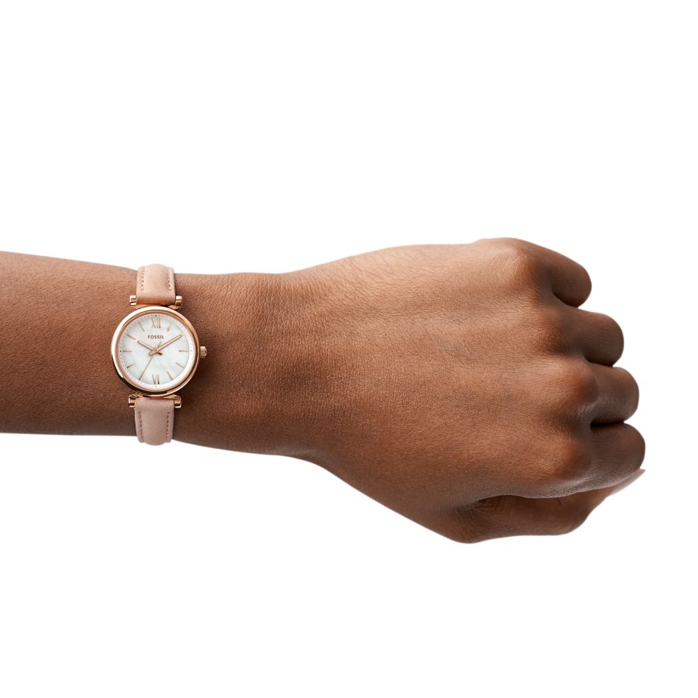 Fossil Carlie Mini 28mm Three-Hand Blush Leather Watch - ES4699 (3)