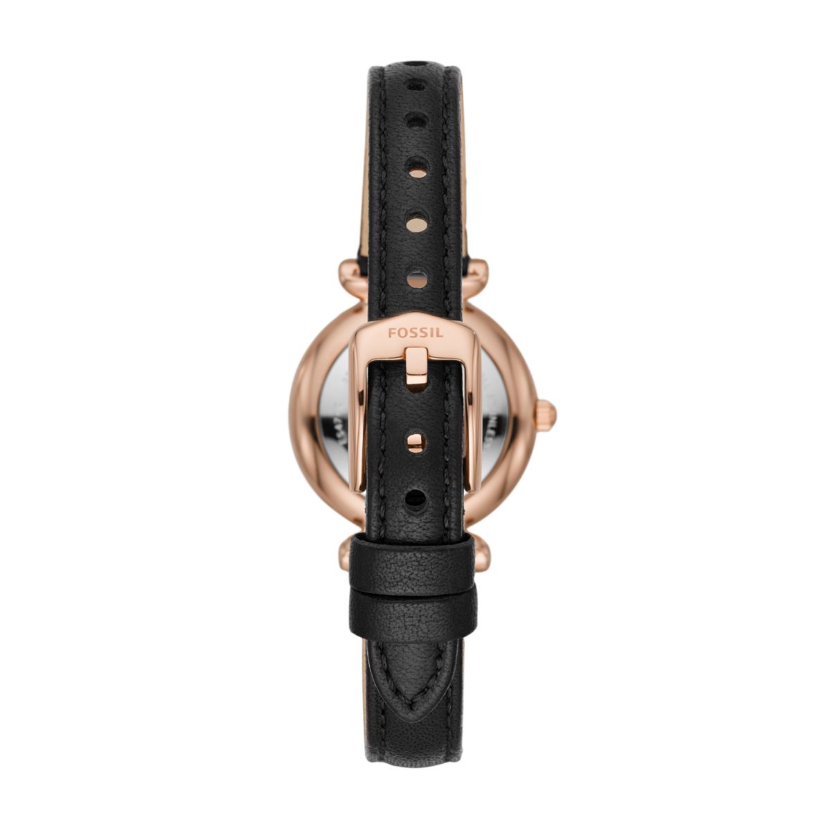 Fossil Carlie Mini 28mm Three-Hand Black Leather Watch - ES4700 (1)