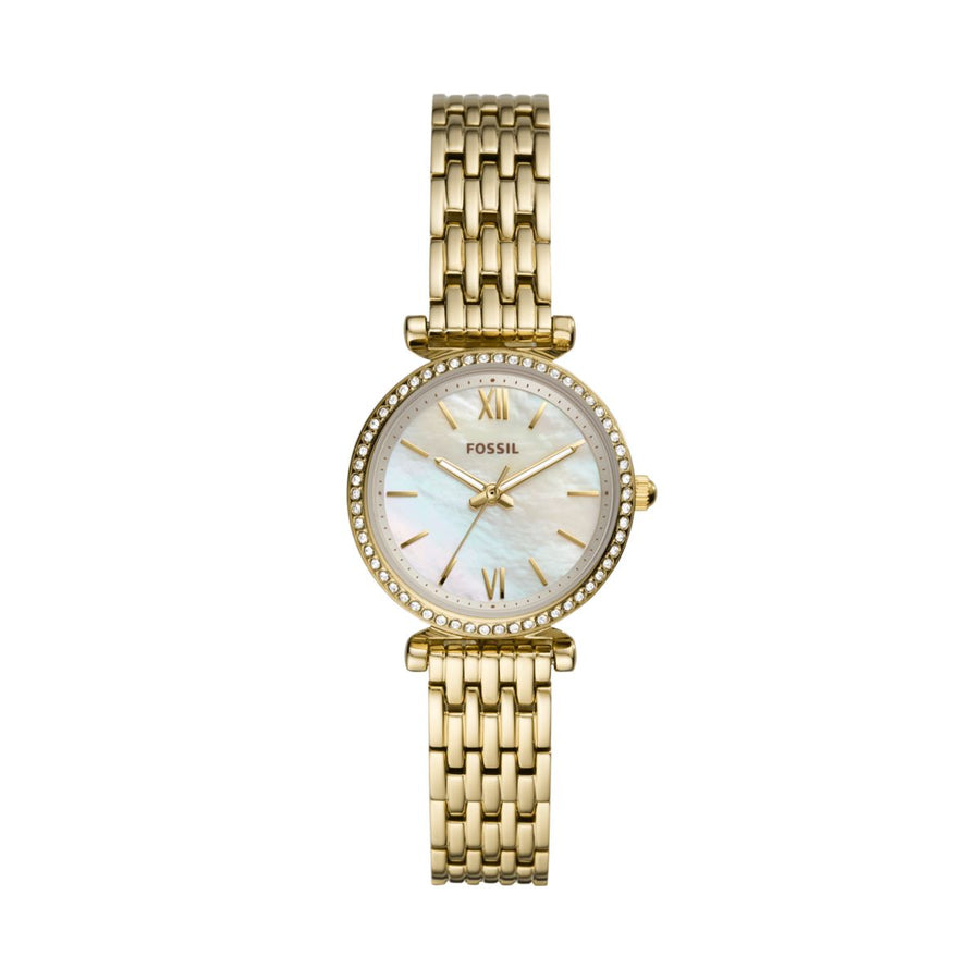 Fossil Carlie Mini 28mm Three-Hand Gold-Tone Stainless Steel Watch - ES4735