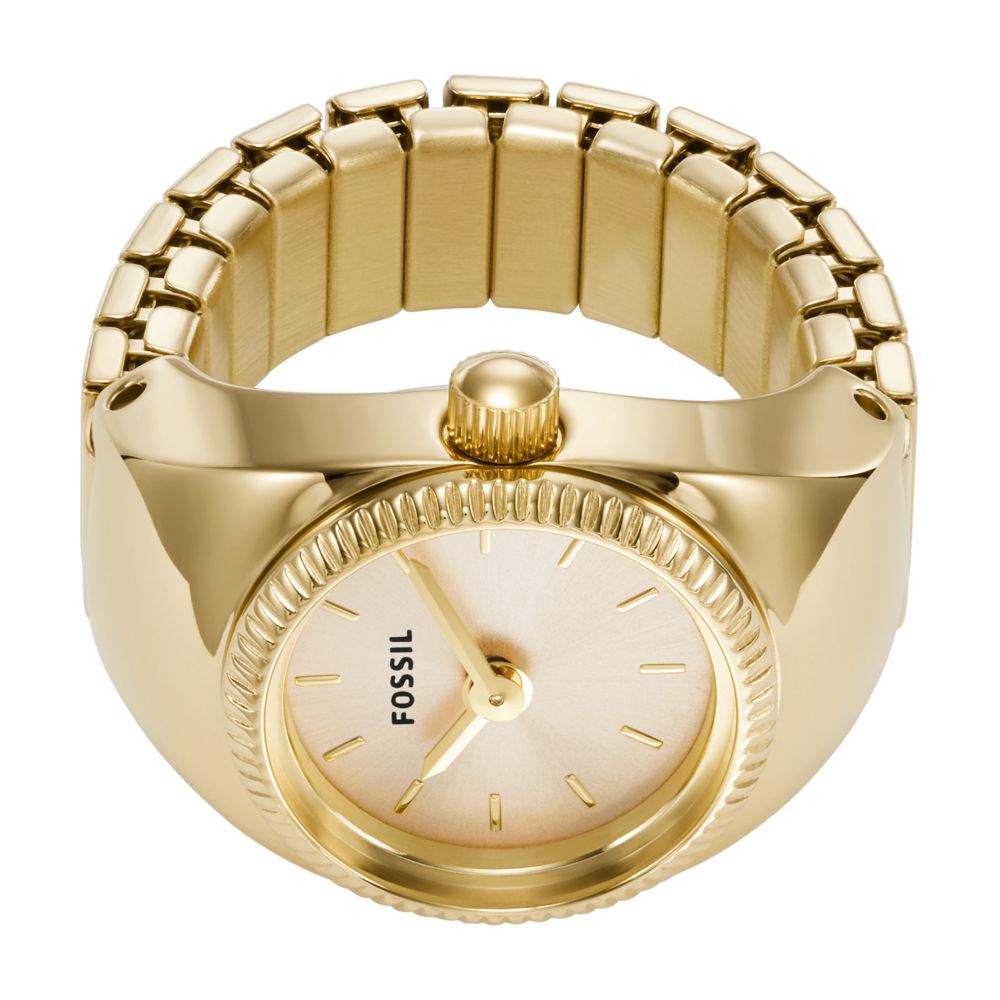 Fossil Watch Ring 15mm Two-Hand Gold-Tone Stainless Steel - ES5246 (1)