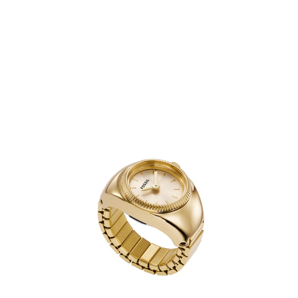 Fossil Watch Ring 15mm Two-Hand Gold-Tone Stainless Steel - ES5246