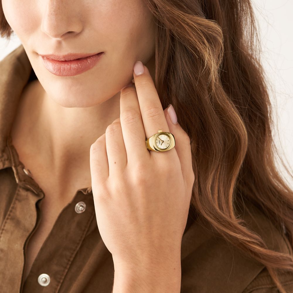 Fossil Watch Ring 15mm Two-Hand Gold-Tone Stainless Steel - ES5246 (3)
