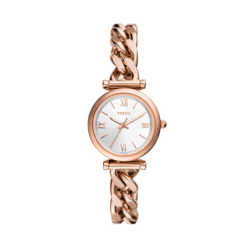 Fossil Carlie Mini 28mm Three-Hand Rose Gold-Tone Stainless Steel Watch - ES5330