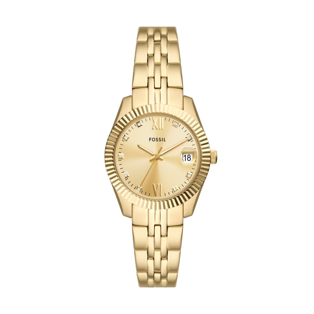 Fossil Scarlette 33mm Three-Hand Date Gold-Tone Stainless Steel Watch - ES5338