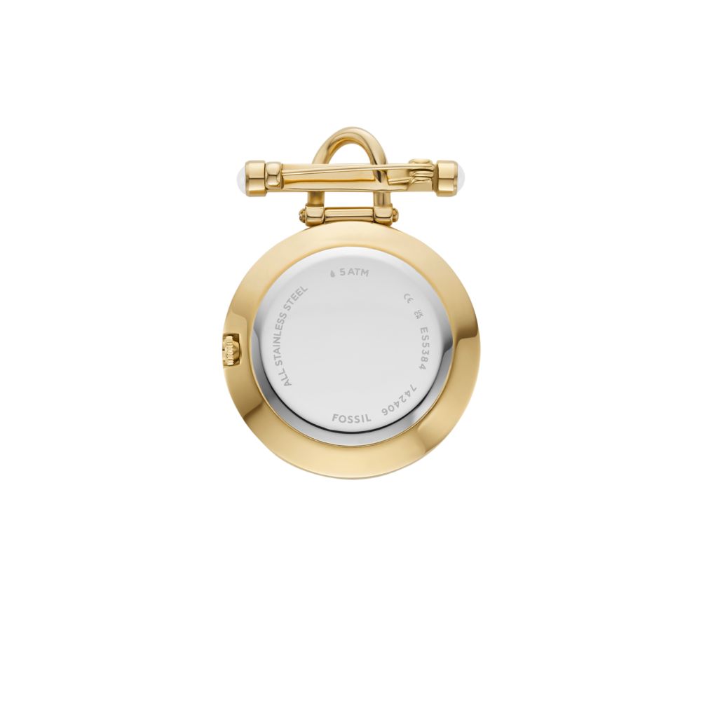 Fossil Scarlette 35mm Three-Hand Gold-Tone Stainless Steel Watch Brooch - ES5384