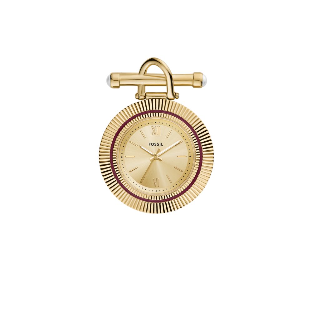 Fossil Scarlette 35mm Three-Hand Gold-Tone Stainless Steel Watch Brooch - ES5384
