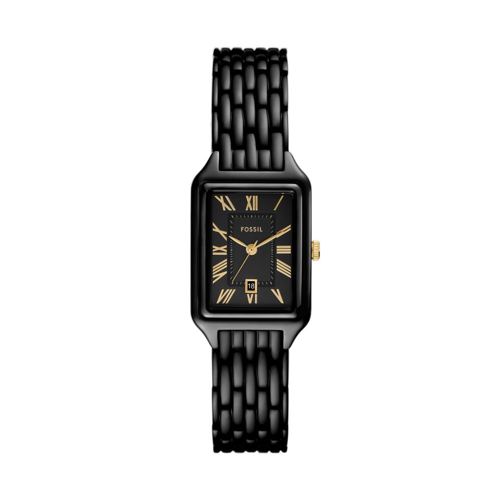 Fossil Raquel 23mm Three-Hand Date Black Stainless Steel Watch - ES5385