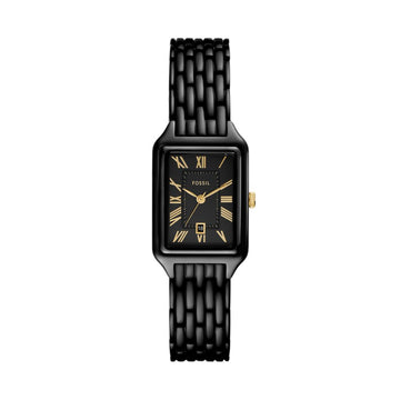 Fossil Raquel 23mm Three-Hand Date Black Stainless Steel Watch - ES5385