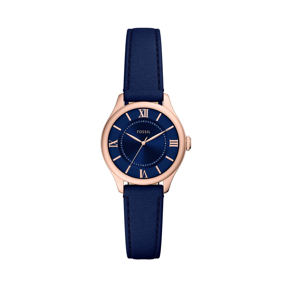 Fossil Gilmore 28mm Three-Hand Navy Leather Watch - ES5424