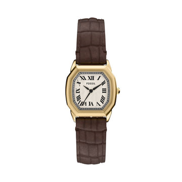 Fossil Harlow 27mm Three-Hand Brown Croco Leather Watch - ES5426