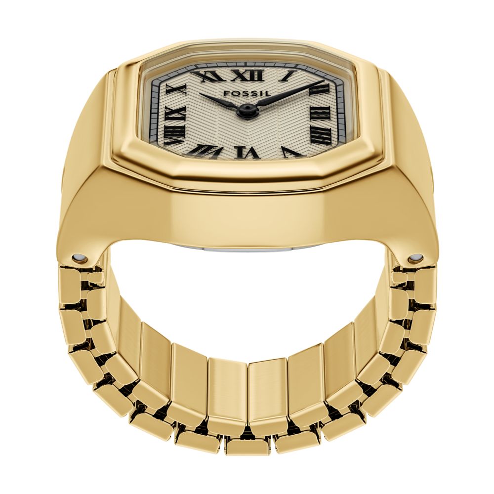 Fossil Harlow Watch Ring 17mm Two-Hand Gold-Tone Stainless Steel - ES5446
