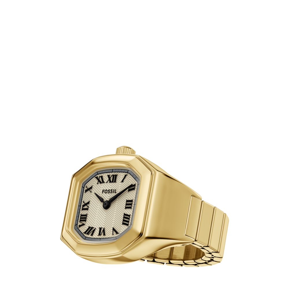 Fossil Harlow Watch Ring 17mm Two-Hand Gold-Tone Stainless Steel - ES5446