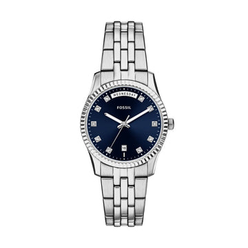 Fossil Scarlette 34mm Three-Hand Day-Date Stainless Steel Watch - ES5457