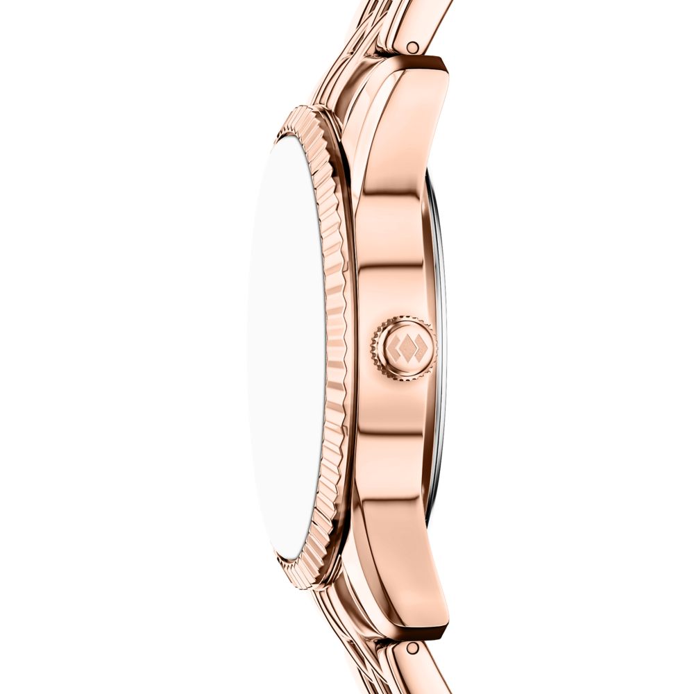 Fossil Scarlette 34mm Three-Hand Day-Date Rose Gold-Tone Stainless Steel Watch - ES5459