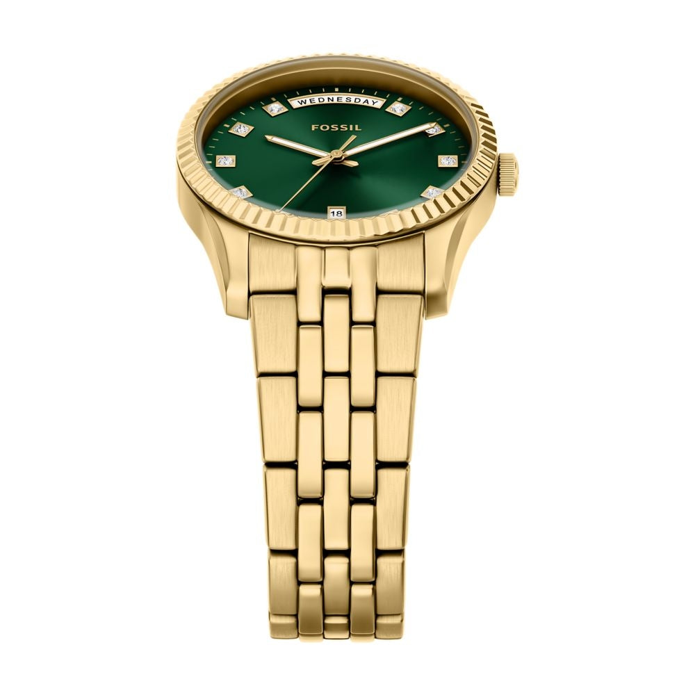 Fossil Scarlette 34mm Three-Hand Day-Date Gold-Tone Stainless Steel Watch - ES5460 (3)