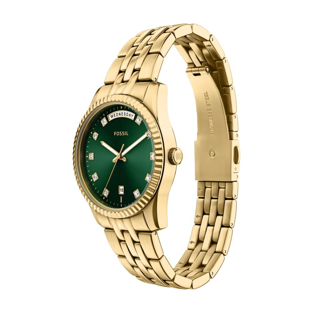 Fossil Scarlette 34mm Three-Hand Day-Date Gold-Tone Stainless Steel Watch - ES5460 (2)