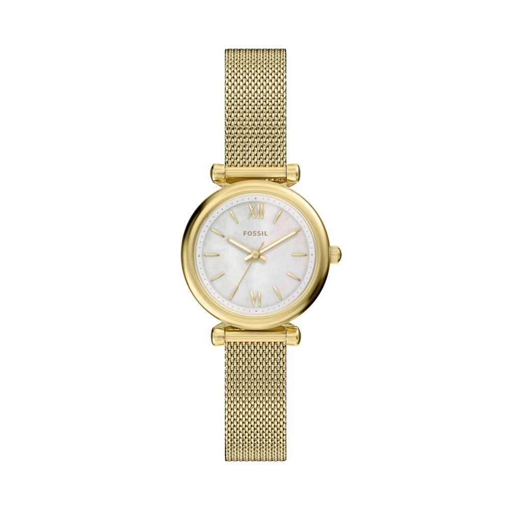 Fossil Carlie Mini 28mm Three-Hand Gold-Tone Stainless Steel Watch - ES5462