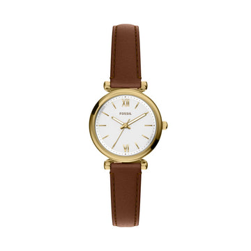 Fossil Carlie Mini 28mm Three-Hand Brown Leather Watch - ES5464