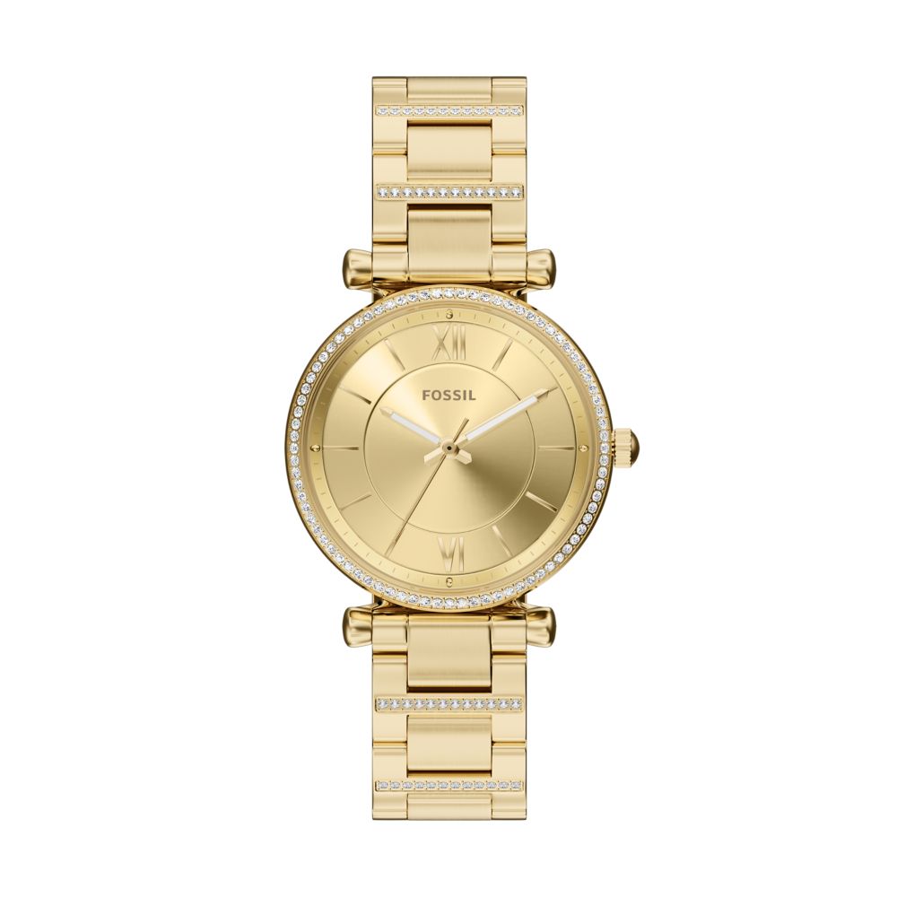 Fossil Carlie 35mm Three-Hand Gold-Tone Stainless Steel Watch - ES5465