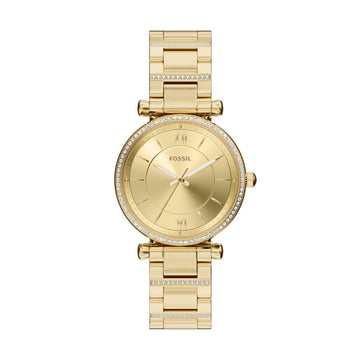 Fossil Carlie 35mm Three-Hand Gold-Tone Stainless Steel Watch - ES5465