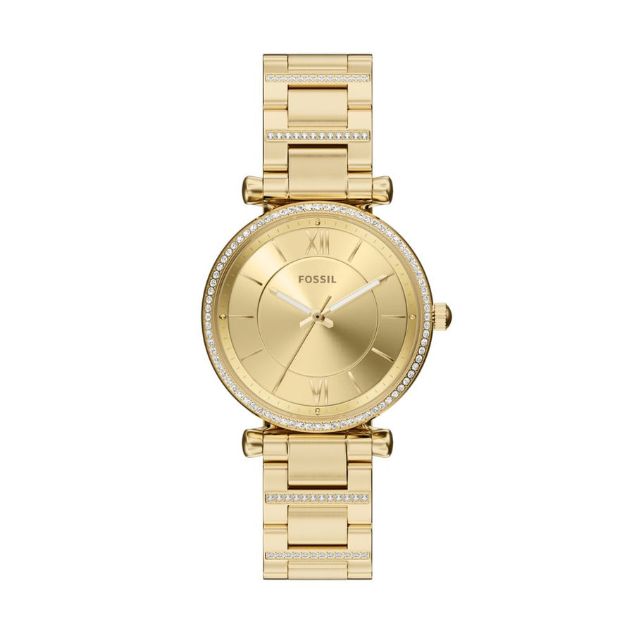 Fossil Carlie 35mm Three-Hand Gold-Tone Stainless Steel Watch - ES5465