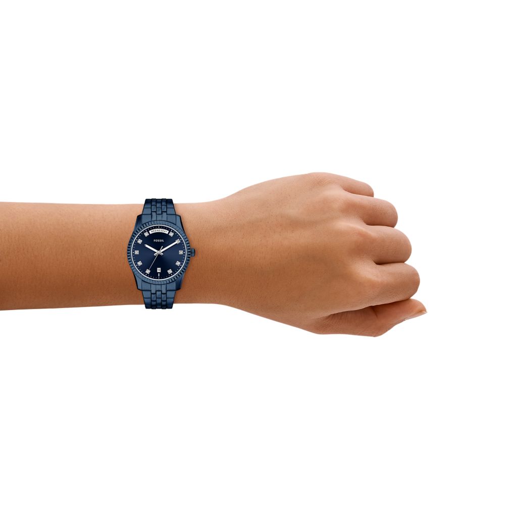 Fossil Scarlette 34mm Three-Hand Navy Stainless Steel Watch - ES5476 (3)