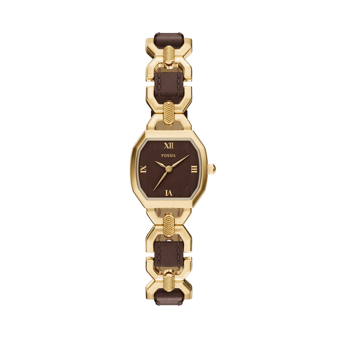 Fossil Women's Harlow Three-Hand Brown Leather and Gold-Tone Stainless Steel Watch -  ES5497