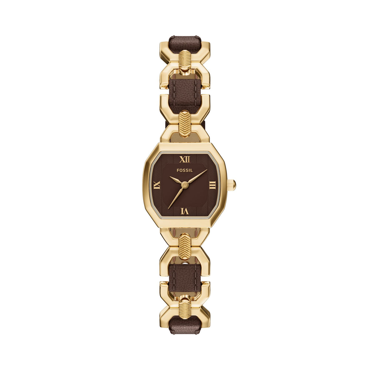Fossil Women's Harlow Three-Hand Brown Leather and Gold-Tone Stainless Steel Watch -  ES5497