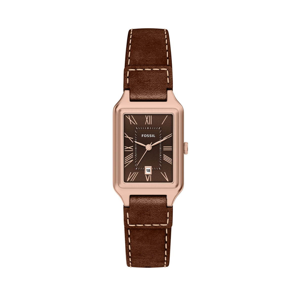Fossil Raquel 23mm Three-Hand Date Brown Leather Watch - ES5503