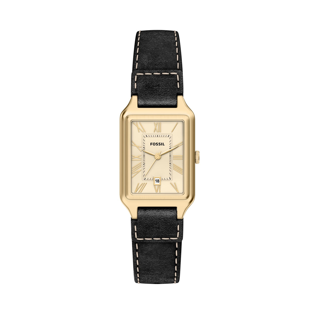 Fossil Raquel 23mm Three-Hand Date Black Leather Watch - ES5505
