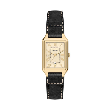Fossil Raquel 23mm Three-Hand Date Black Leather Watch - ES5505