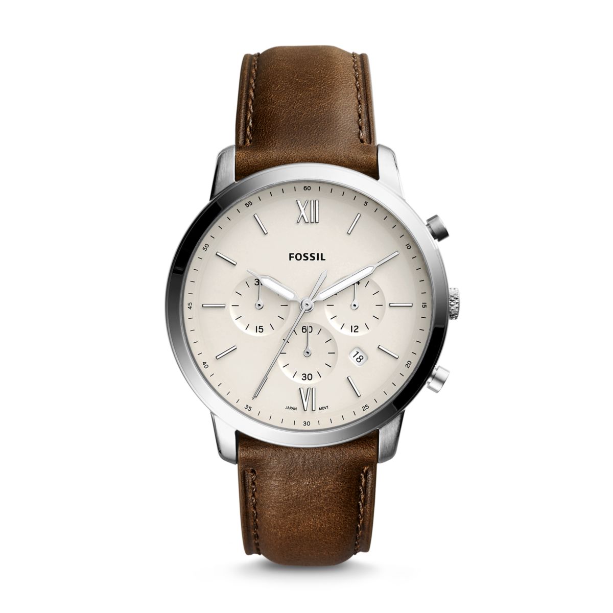 Fossil Neutra 44mm Chronograph Brown Leather Watch - FS5380