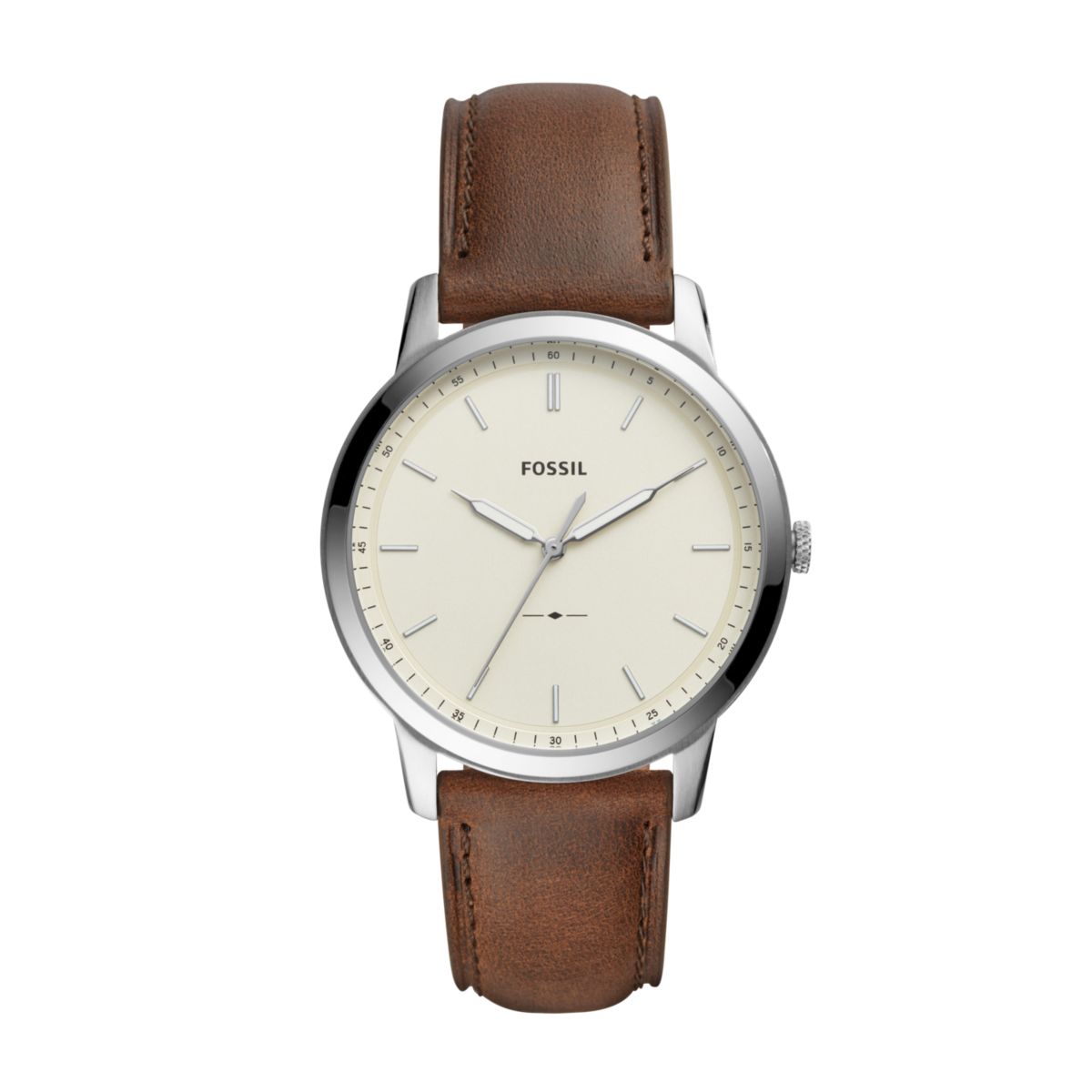 Fossil Minimalist 44mm Three-Hand Brown Leather Watch - FS5439