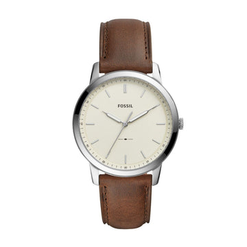 Fossil Minimalist 44mm Three-Hand Brown Leather Watch - FS5439